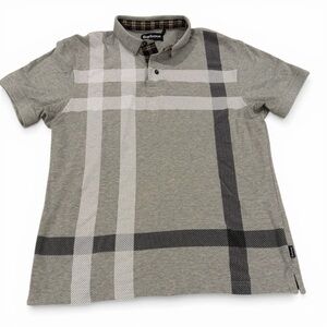 Barbour Blaine Tartan Polo Shirt Mens XL Gray Marl Cotton Short Sleeve Classic